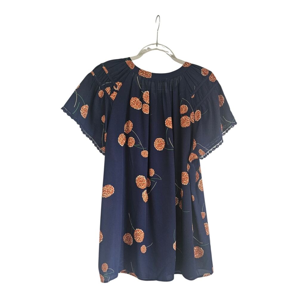Daniel Rainn NWT Womens 1X Blouse Top Lace Trim Blue Floral S/S Pullover - Picture 2 of 8